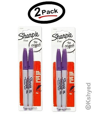 #ad 2 Pack Sharpie Permanent Marker Original Fine Point Purple New Free Ship