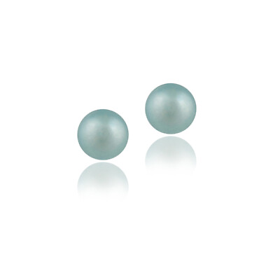 #ad 925 Silver Freshwater Cultured 5.5 6mm Aqua Pearl Stud Earrings