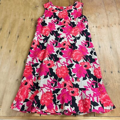 #ad Beautiful Linen Dress by Kim Rogers 18 100% Linen Floral Tan Pink Black