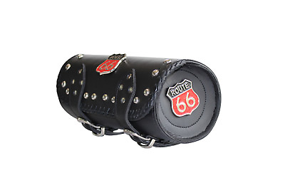 #ad Route 66 Large Motorcycle Biker Leather Tool Bag Barrel Roll
