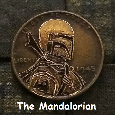 #ad Hobo Nickels hand carved hobo penny as The mandalorian original by Jamp;M Tarantula