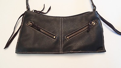 #ad Steve Madden Small Soft Black Faux Leather Zipper Pocket Purse Handbag