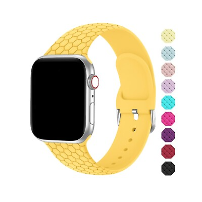 #ad Soft Silicone Band Compatible Apple Watch Series 9 8 7 6 5 4 3 2 1 SE