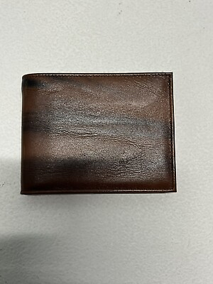 #ad Buxton Brown Top Grain Cowhide Leather Tri Fold Wallet