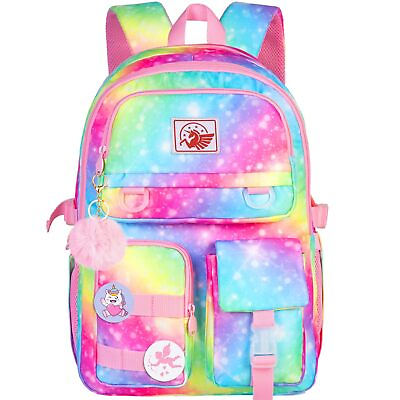 #ad Girls Backpack School Bag Cute Bookbag Backpack for Teen Girls Women Raibow