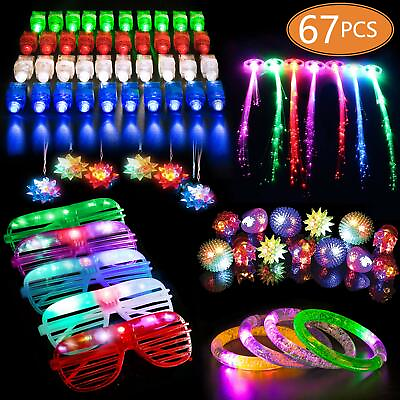 #ad 67 PCs LED Light Up Toys Party Favors Glow in the Dark Party Supplies