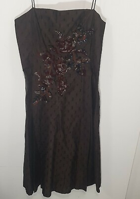 #ad Zara Woman Embroidered Flower Sequin Cocktail Dress Sz M