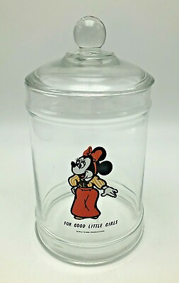 #ad Vintage Disney For Good Little Girls Minnie Mouse Minnie Glass Apothecary Jar