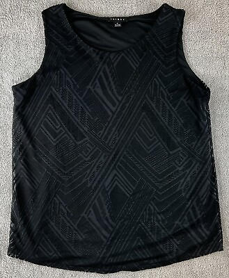 #ad Tribal textured sleeveless patterned top Women’s XL Black