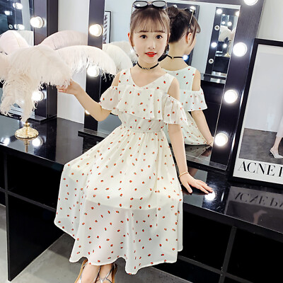 #ad Girl Casual Summer Chiffon Dresses Kid Toddler Princess Costume Children Clothes