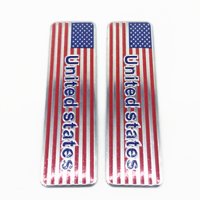 #ad 2Pcs Car Sticker USA American Flag Badge Decal 3D Metal Decorative Accessories
