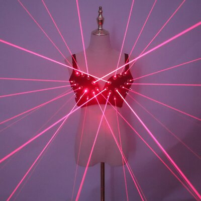 #ad Fashion Red Laser Bra Luminous Sexy Lady Bra Laser Show Stage Costumes
