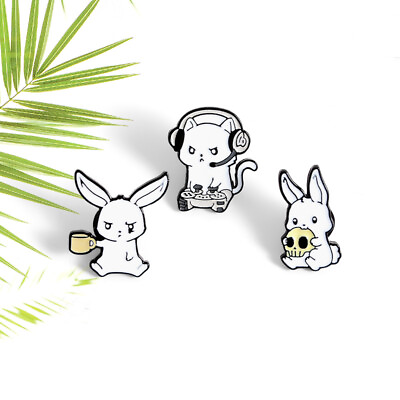 #ad Cartoon Rabbit Animal Brooch Enamel Pin Creative Lapel Collar Badge Jewelry Gift