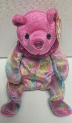 #ad Ty Beanie Babies New January Happy Birthday Bear MWMTs Pink Noseamp; Ruffle 5.5quot;