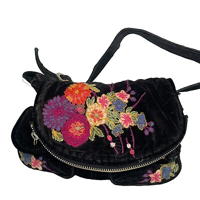 #ad Lucky Brand Velour Floral Embroidered Purse
