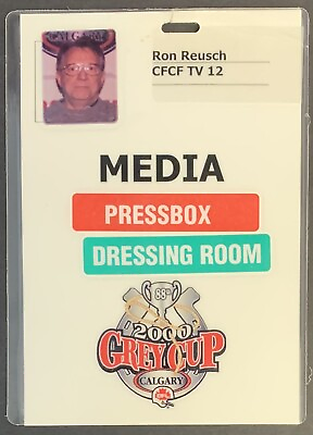 #ad 2000 CFL Grey Cup Calgary Media Pressbox Dressing Room Press Credentials Pass