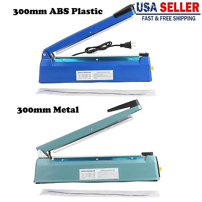#ad 12quot; Hand Impulse Heat Sealer Plastic Bag Film Sealing Machine Metal ABS UE