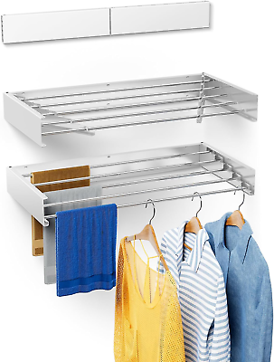 #ad Laundry Drying Rack Collapsible Wall Mounted Drying Rack