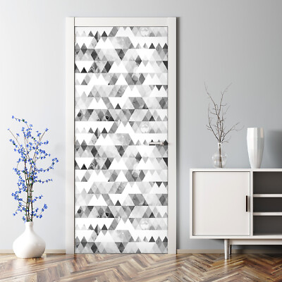 #ad Door Decal Sticker Grey Triangles Traditional Geometry Black and white Pattern