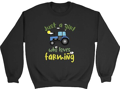 #ad Girl Who Loves Farming Sweatshirt Mens Womens Farmer Farm Tractor Gift Jumper