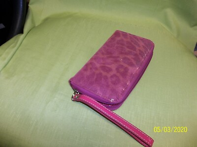 #ad PRETTY PINK SNAKE PATTERN IN ZIP AROUND WALLET PREOWNED 7 1 2quot; MINOR WEAR