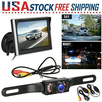 #ad Wireless Car Rear View Backup Camera Parking System Night Vision 5quot; LCD Monitor