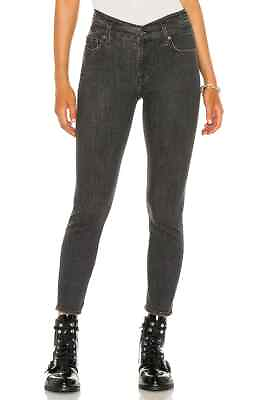 #ad NWT $218 7 FOR ALL MANKIND Women#x27;s High Waist Skinny Trixie Black Jeans