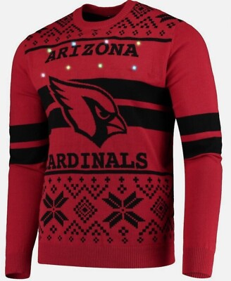 #ad Arizona CARDINALS Official NFL FOCO 2 Stripe Big Logo Light Up Ugly Sweater M