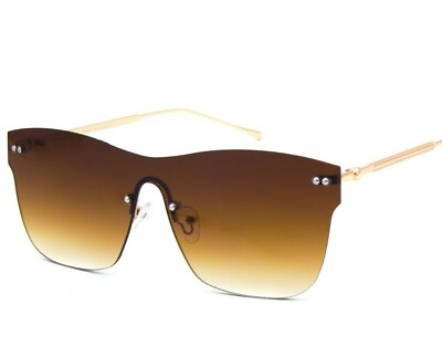 #ad Sunglasses Women Designer Brown Lens Gold Frame Retro Cat eye Style Elegant NEW