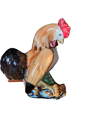 #ad Vintage Country Farmhouse Decorative Glossy Porcelain Rooster 5.5 in