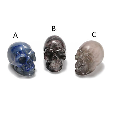 #ad Blue Aventurine Blood Stone Fluorite Carved Halloween Skulls Size 2‘’