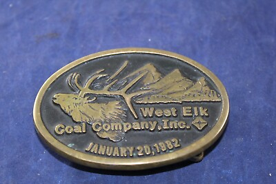 #ad Vintage Anacortes Brass Works 1982 West Elk Coal Company Belt Buckle