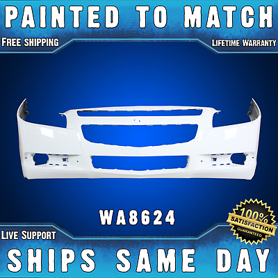 #ad NEW *Painted WA8624 Olympic White* Front Bumper Cover for 2008 2012 Chevy Malibu