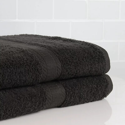 #ad Solid 2 Piece Adult Bath Sheet Set Rich Black