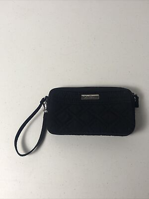 #ad Vera Bradley Microfiber Classic Black wristlet purse handbag
