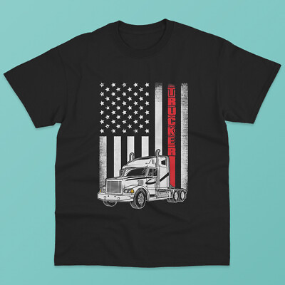 #ad Vintage USA Trucker American Flag Truck Driver Classic T Shirt Size M 3XL