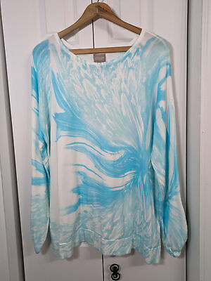 #ad Chico#x27;s Women#x27;s Size 2 Large Sweater Blue White