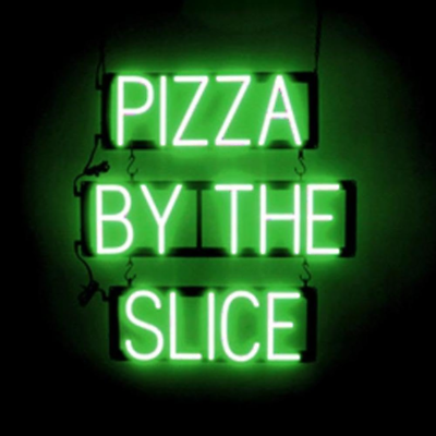 #ad PIZZA by the SLICE LED Sign Green Neon Signs for Pizza Restaurants Pizza S