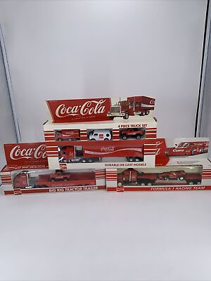 #ad Hartoy Coca Cola Die Cast Lot of 3 4 Piece Truck Set Formula 1 amp; Rig Tractor