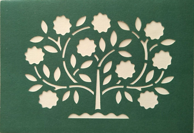 #ad New TREE FLOWER BIRTHDAY Greeting Card Laser Cut Green Cream French Fold Spring