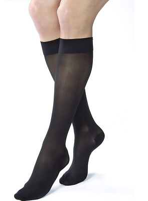 #ad JOBST UltraSheer Knee High Compression Stockings Closed Toe Black 8 15mmHG