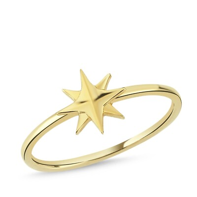 #ad 14K Gold North Star Ring Polaris Stackable Ring Starburst Gold Ring Promise