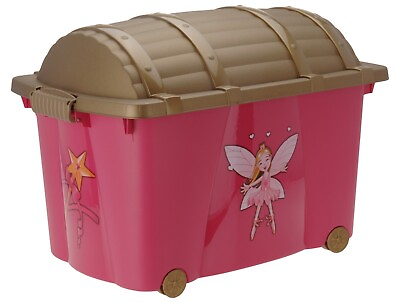 Large Clip Top Rolling Girls Room Toy Storage Box Children Storage 57 Litre $73.87