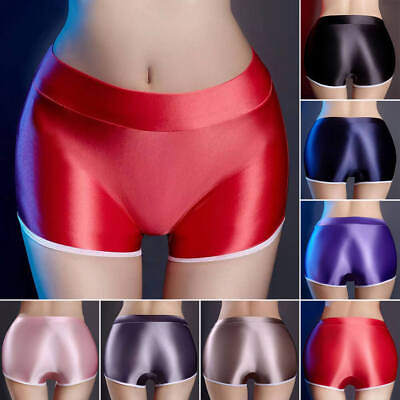 #ad Womens Oil Shiny Glossy Boxer Briefs Underwear Boyshorts Lingerie Shorts Panties