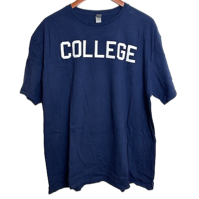 #ad COLLEGE Unisex Cotton T Shirt Tee Shirt 2XL Blue 1425