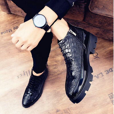 #ad Male Leather Moccasins Shoes Formal Dress Brogue Wedding Business Shoes Boot