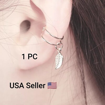 #ad New Vintage Leaf Clip On Earrings No Pierced Triangle Cartilage Ear Clip Earring