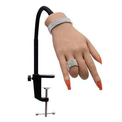 #ad Silicone Practice Hand Flexible Fingers Display with Holder Stand Training Model