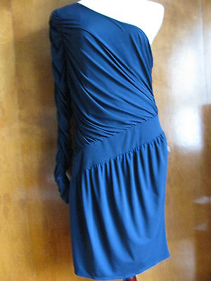 Laundry By Design Women#x27;s Navy Evening One Shoulder Lined Dress Size 12 $45.00