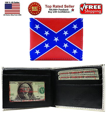#ad Stars Flag Leather Bi Fold Bifold Wallet